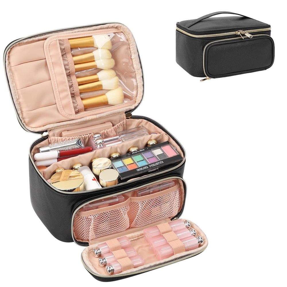 Makeup Bag, Multifunctional Make Up Bags With Zipper Pouch Large Compact🦁